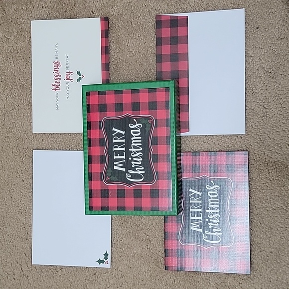 NEW 🎄 Buffalo Plaid "Merry Christmas" Card Set - Picture 1 of 6